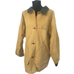 Vtg LL Bean  Chore Coat Barn Field Canvas Jacket Primaloft Flannel Lined